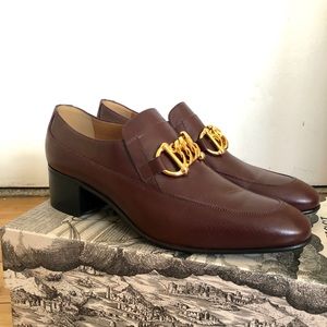 GUCCI leather horsebit chain men’s loafer Size 7.5